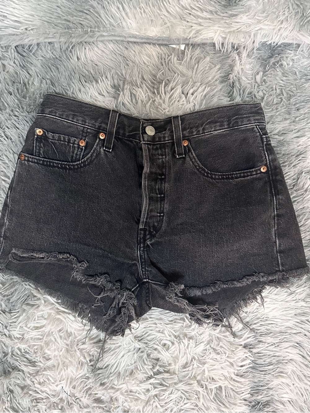 Levi 501 Distressed High-Rise Denim Shorts